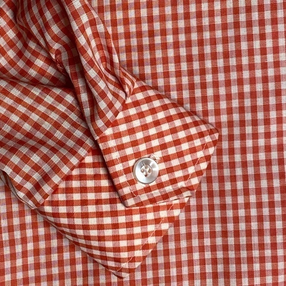 Vintage 70s Western Prairie Button Down Red White Checkerboard Gingham Plaid Top - Picture 7 of 7